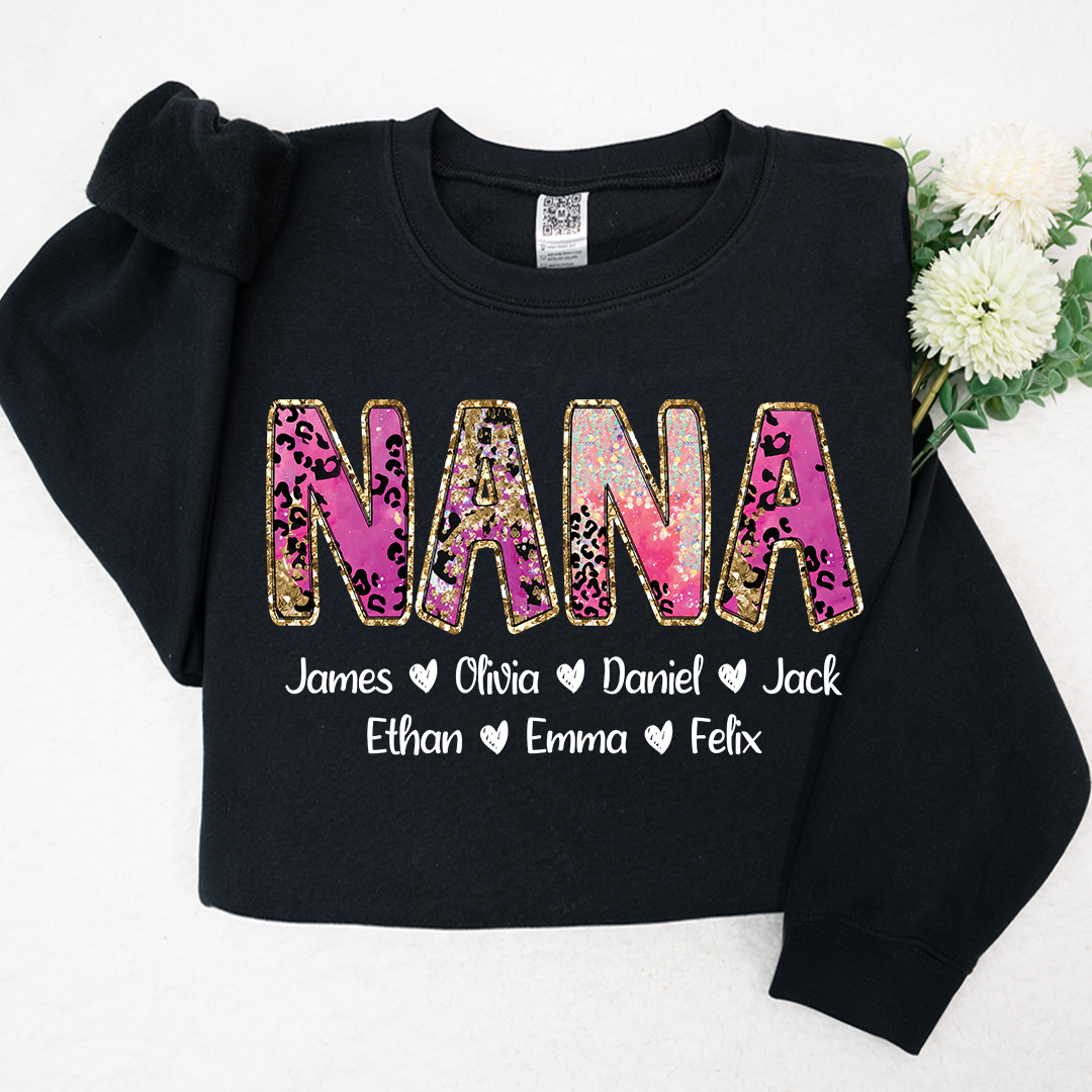 Lofaris Mimi Pink Leopard Custom And Kids Grandma Gift TH Sweatshirt