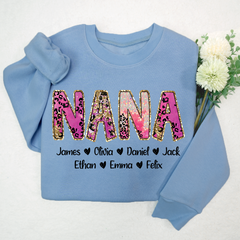 Lofaris Mimi Pink Leopard Custom And Kids Grandma Gift TH Sweatshirt