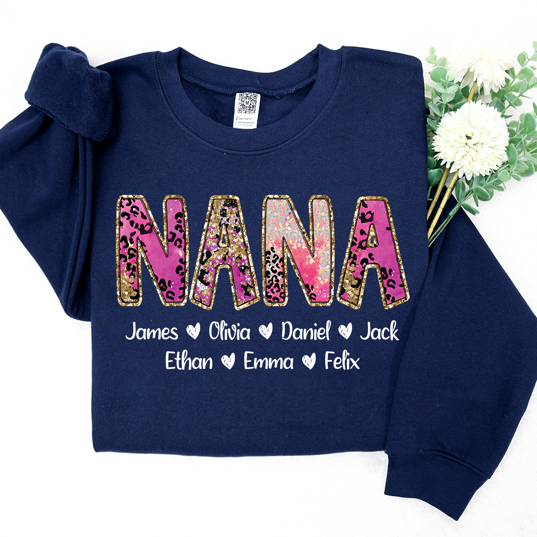 Lofaris Mimi Pink Leopard Custom And Kids Grandma Gift TH Sweatshirt