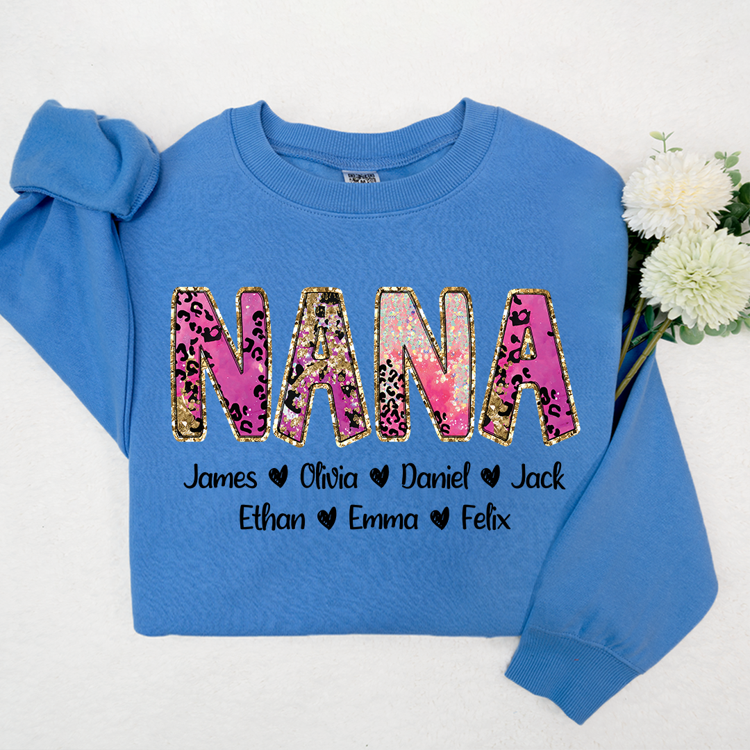 Lofaris Mimi Pink Leopard Custom And Kids Grandma Gift TH Sweatshirt