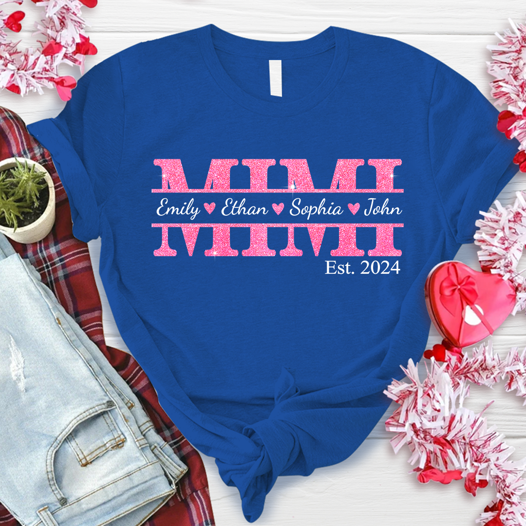 Lofaris Custom Pink Nana Est Kids Name Mothers Day T-Shirt
