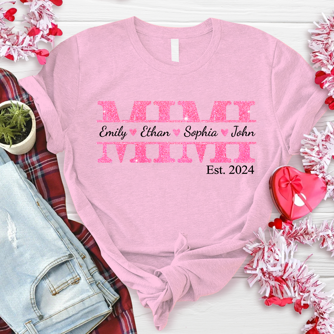 Lofaris Custom Pink Nana Est Kids Name Mothers Day T-Shirt
