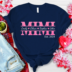 Lofaris Custom Pink Nana Est Kids Name Mothers Day T-Shirt