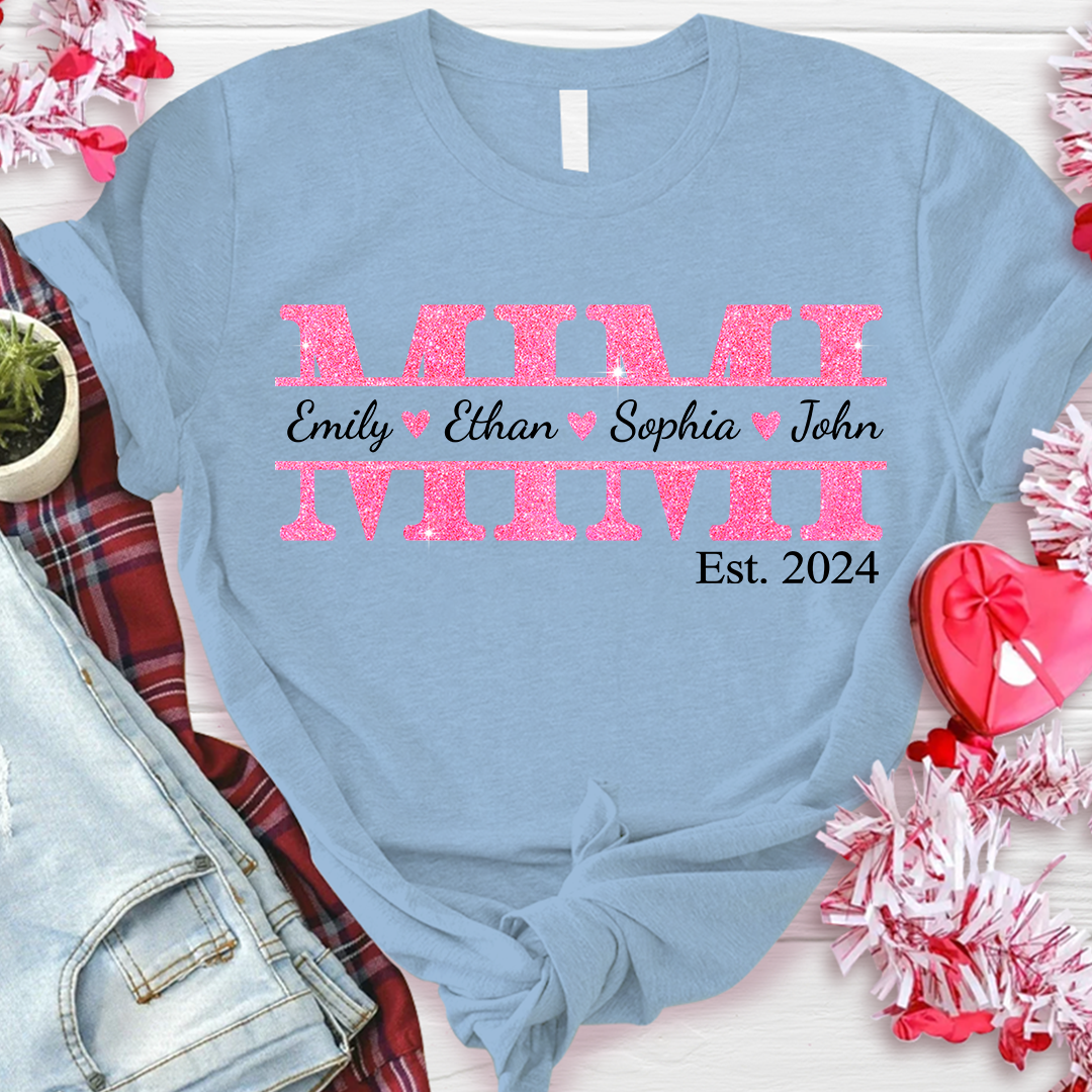 Lofaris Custom Pink Nana Est Kids Name Mothers Day T-Shirt