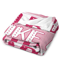 Lofaris Custom Pink Stripe Fight Like A Girl Text Blanket