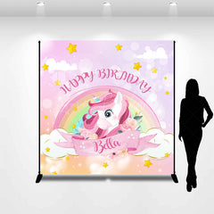 Lofaris Custom Pink Unicorn Rainbow Bokeh Birthday Backdrop