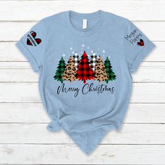 Lofaris Custom Plaid Christmas Tree Grandma And Kids T - Shirt