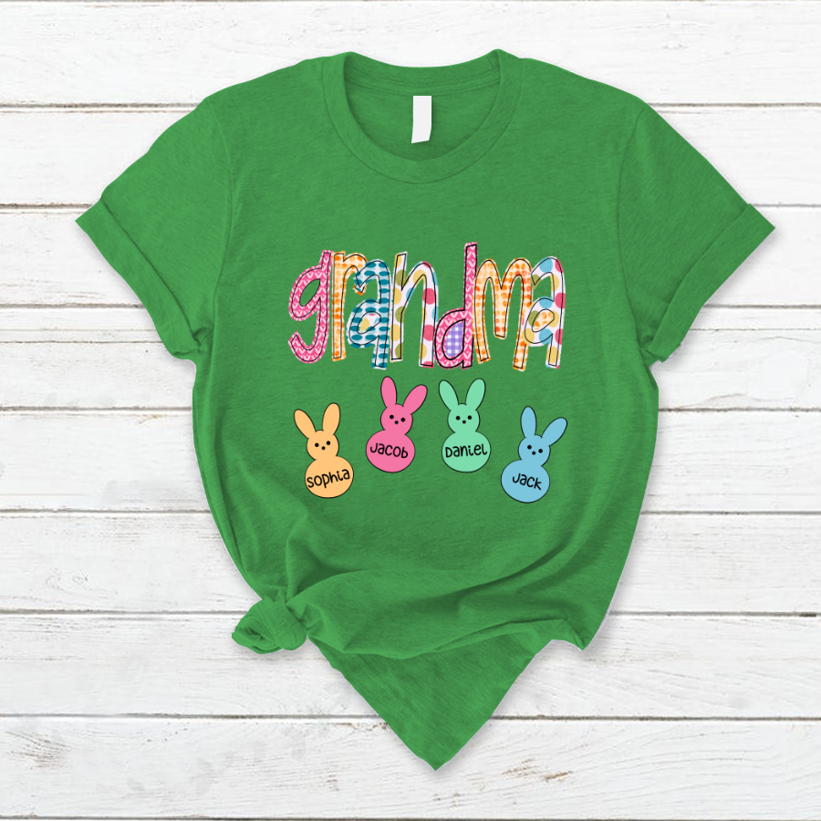 Lofaris Custom Plaid Grandma Kids Bunny Easter Day T-Shirt