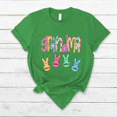 Lofaris Custom Plaid Grandma Kids Bunny Easter Day T-Shirt