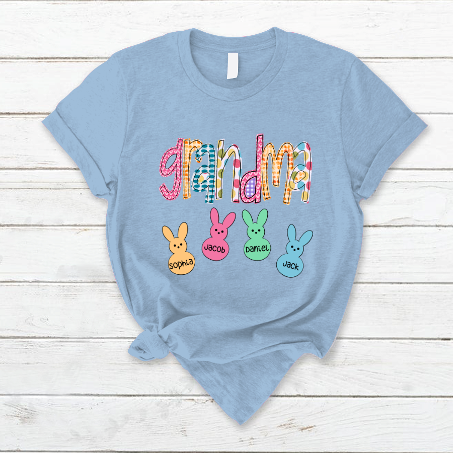 Lofaris Custom Plaid Grandma Kids Bunny Easter Day T-Shirt
