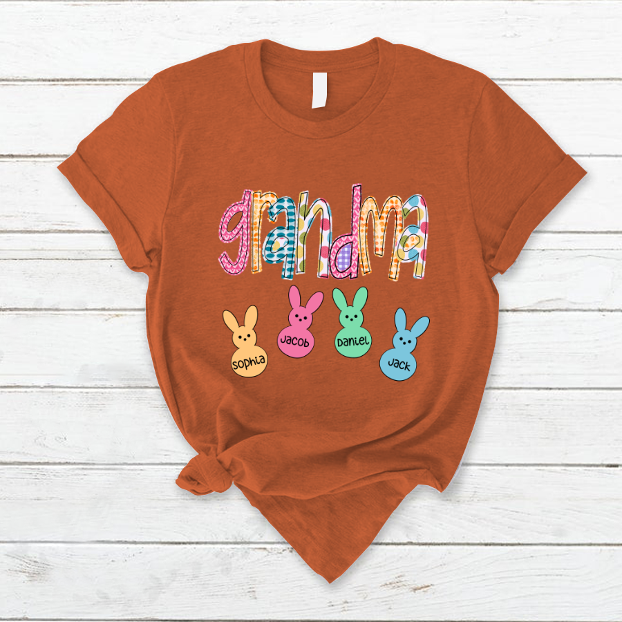 Lofaris Custom Plaid Grandma Kids Bunny Easter Day T-Shirt