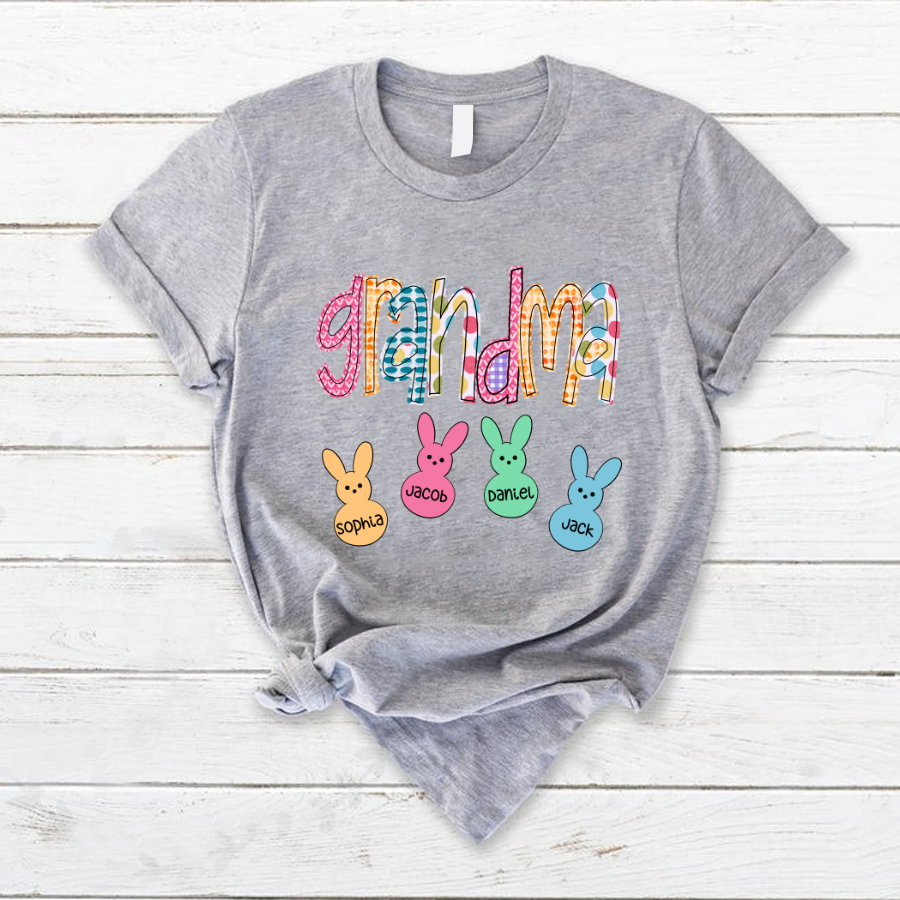 Lofaris Custom Plaid Grandma Kids Bunny Easter Day T-Shirt