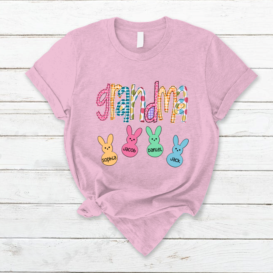 Lofaris Custom Plaid Grandma Kids Bunny Easter Day T-Shirt