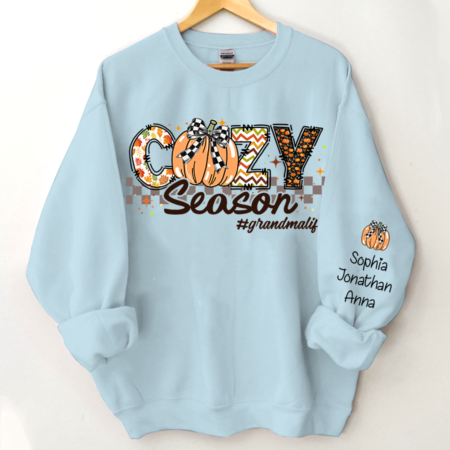Lofaris Custom Pumpkin Cozy Season Autumn Name Sweatshirt