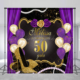 Lofaris Custom Purple Black High Heel 50th Birthday Backdrop