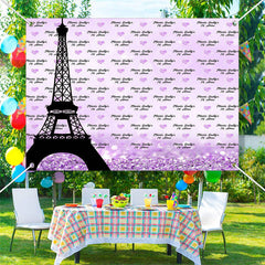 Lofaris Custom Purple Eiffel Repeat 16th Birthday Backdrop