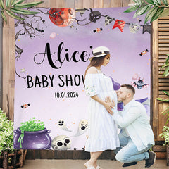 Lofaris Custom Purple Halloween Elephant Baby Shower Backdrop