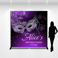 Lofaris Custom Purple Mask Masquerade Birthday Bash Backdrop