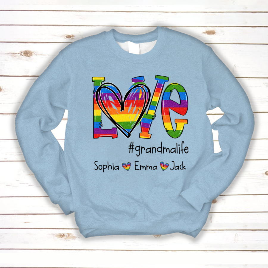 Lofaris Custom Rainbow Love Grandmalife And Kids Sweatshirt