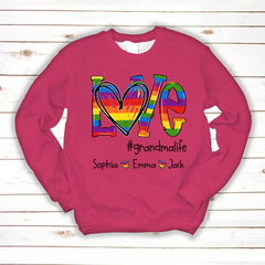 Lofaris Custom Rainbow Love Grandmalife And Kids Sweatshirt