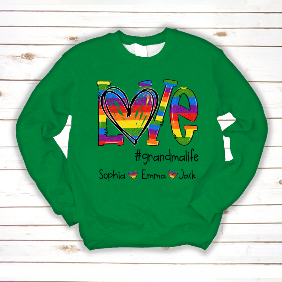 Lofaris Custom Rainbow Love Grandmalife And Kids Sweatshirt