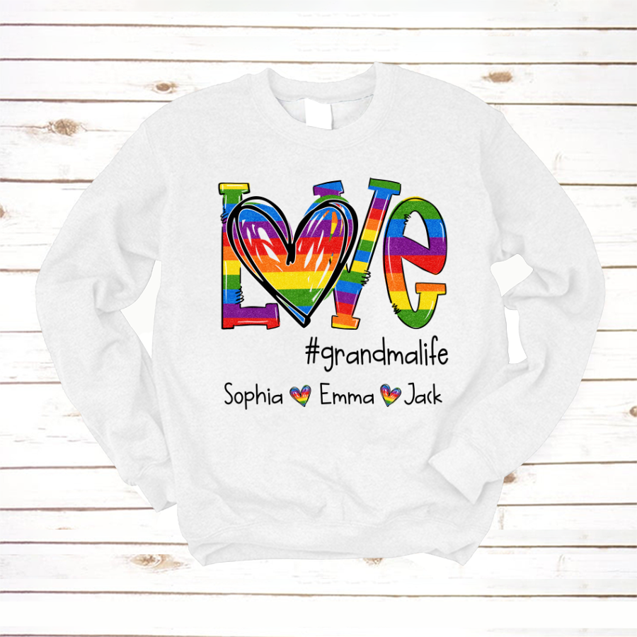 Lofaris Custom Rainbow Love Grandmalife And Kids Sweatshirt