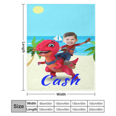 Lofaris Custom Red Dinosaur Boy Seaside Blanket With Face
