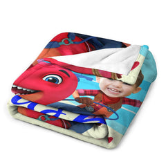 Lofaris Custom Red Dinosaur Boy Seaside Blanket With Face