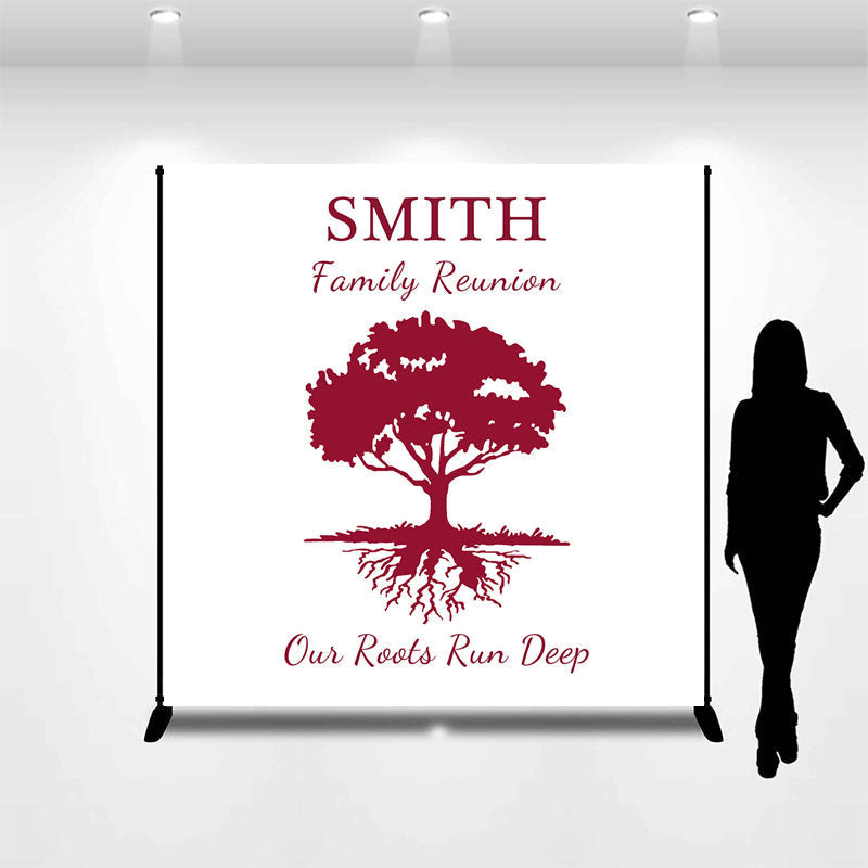 Lofaris Custom Red Tree Backdrop For Family Reunion Party