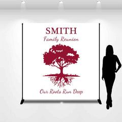Lofaris Custom Red Tree Backdrop For Family Reunion Party