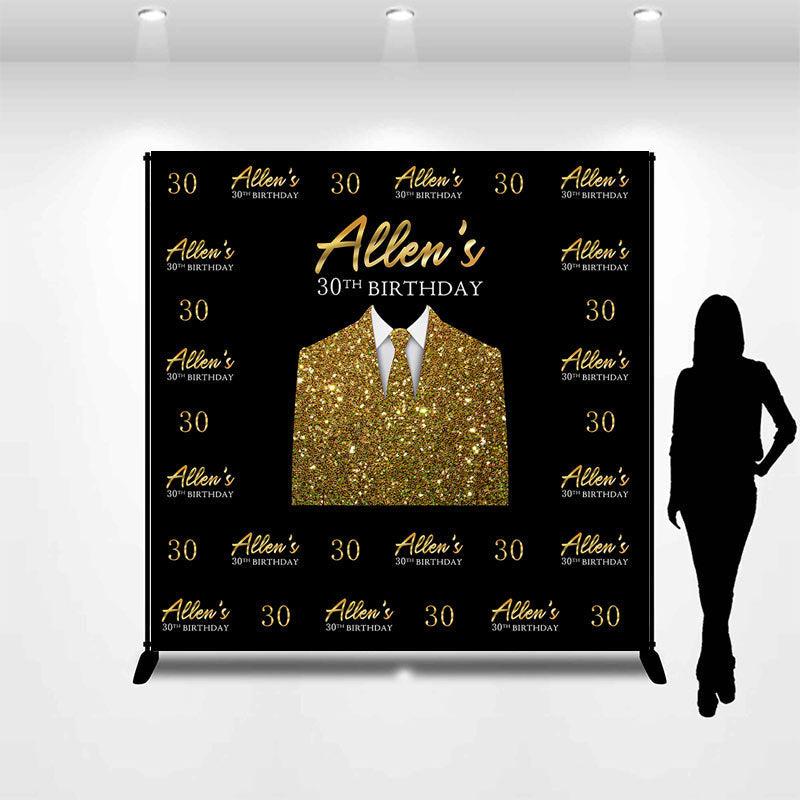 Lofaris Custom Repeat Golden Tie Suit 30th Birthday Backdrop