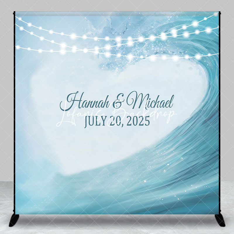 Lofaris Custom Romantic Blue Heart Light Wedding Backdrop