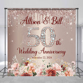 Lofaris Custom Rose Pink 50th Wedding Anniversary Backdrop
