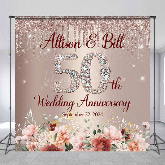 Lofaris Custom Rose Pink 50th Wedding Anniversary Backdrop