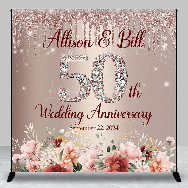 Lofaris Custom Rose Pink 50th Wedding Anniversary Backdrop