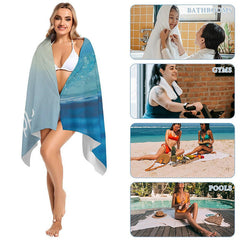 Lofaris Custom Sea Waves Sky Bubble Gum Giraffe Beach towel