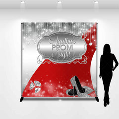 Lofaris Custom Silver Red Carpet Sparkle Prom Night Backdrop