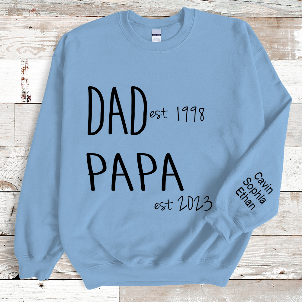 Lofaris Custom Simple Dad Papa Est Kids Family Gift Sweatshirt