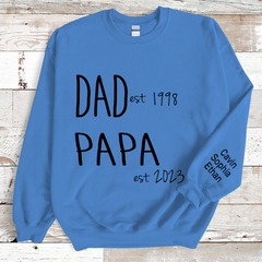 Lofaris Custom Simple Dad Papa Est Kids Family Gift Sweatshirt