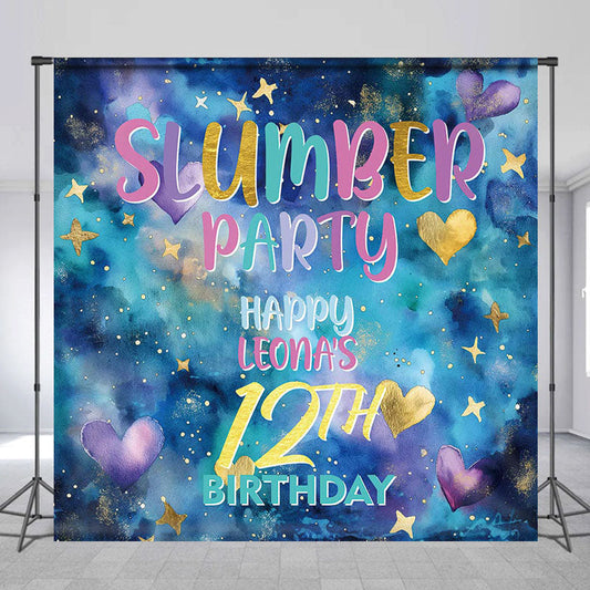 Lofaris Custom Slumber Party Happy 12th Birthday Backdrop