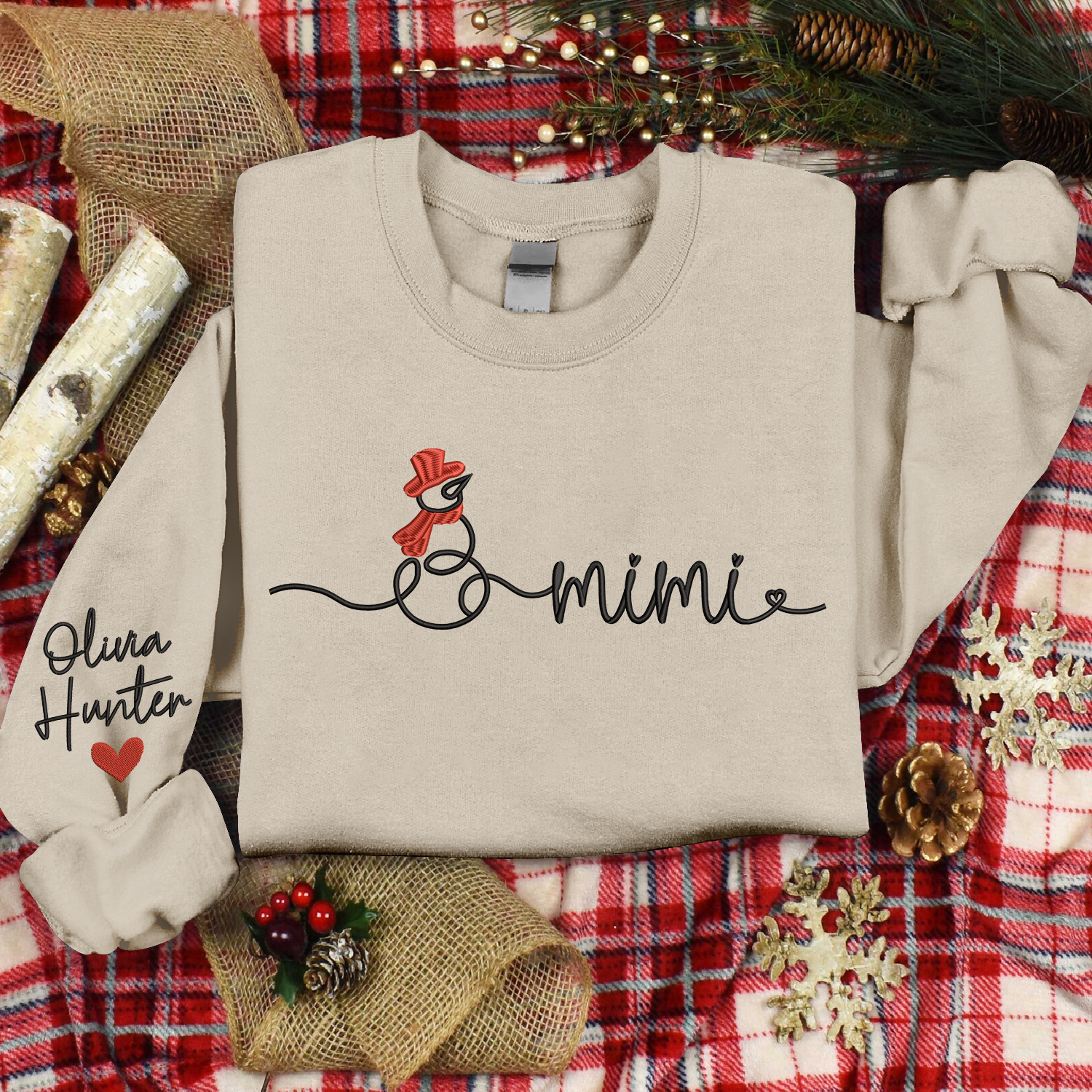 Lofaris Custom Snowman Grandma Mimi Christmas Sweatshirt