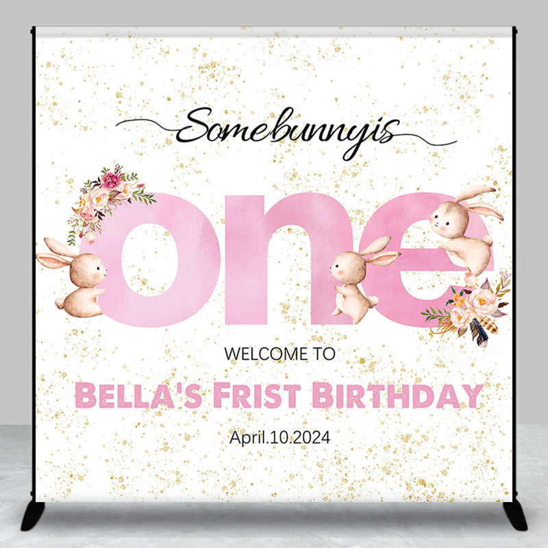 Lofaris Custom Some Bunny Is One Boho 1st Birthday Backdrop