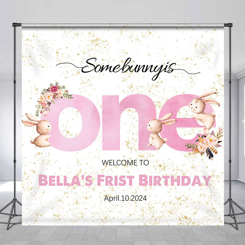 Lofaris Custom Some Bunny Is One Boho 1st Birthday Backdrop