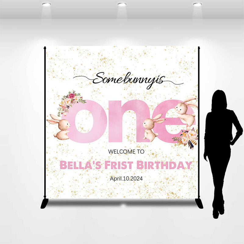 Lofaris Custom Some Bunny Is One Boho 1st Birthday Backdrop