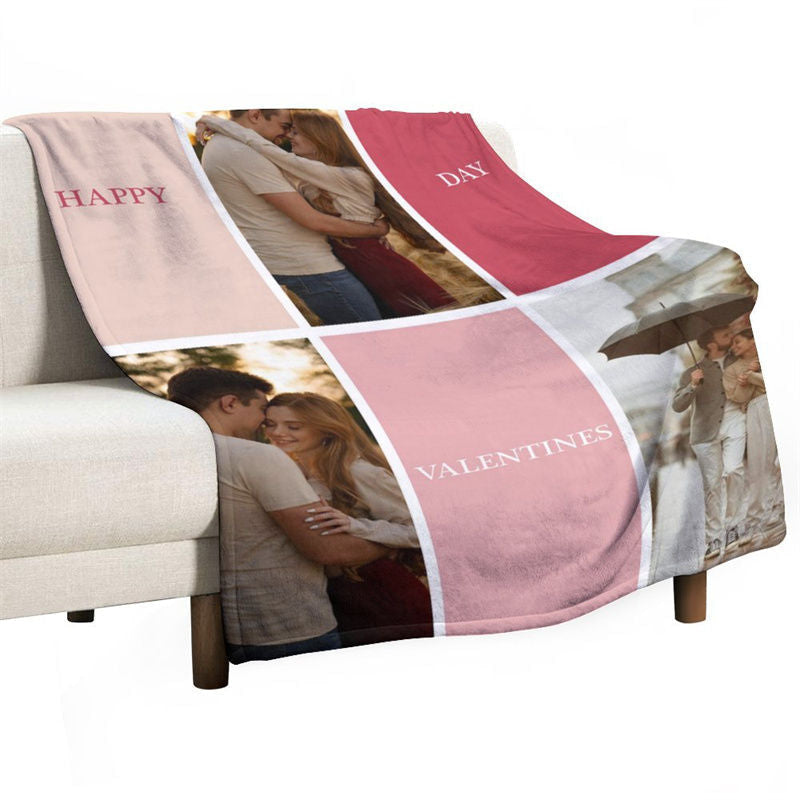 Lofaris Custom Splicing Couple Photo Valentines Day Blanket