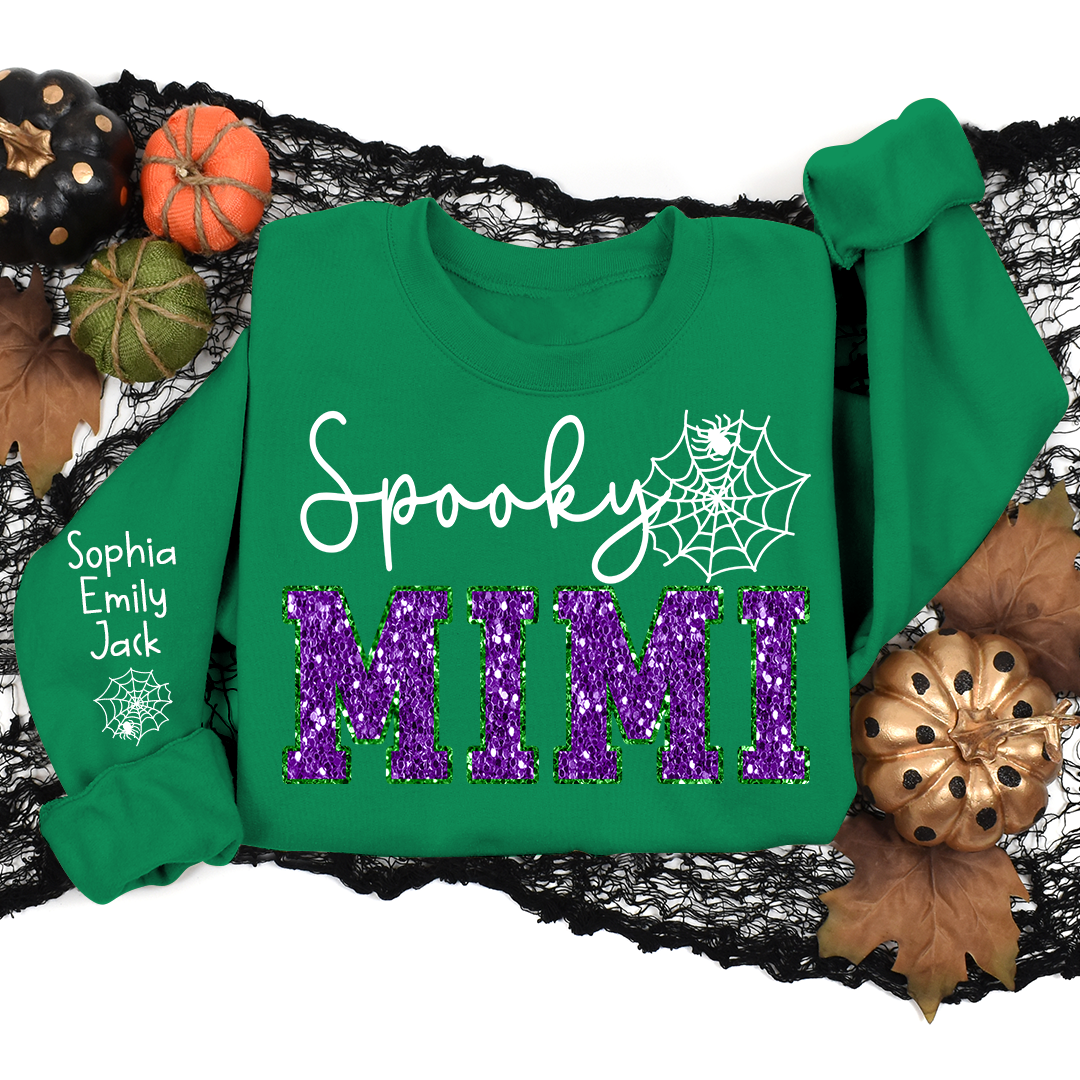 Lofaris Custom Spooky Mimi Halloween Giltter Sweatshirt