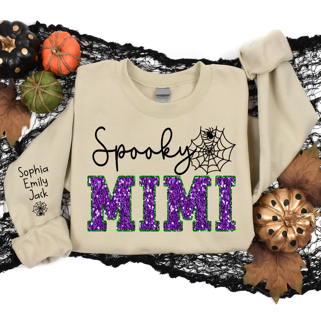 Lofaris Custom Spooky Mimi Halloween Giltter Sweatshirt
