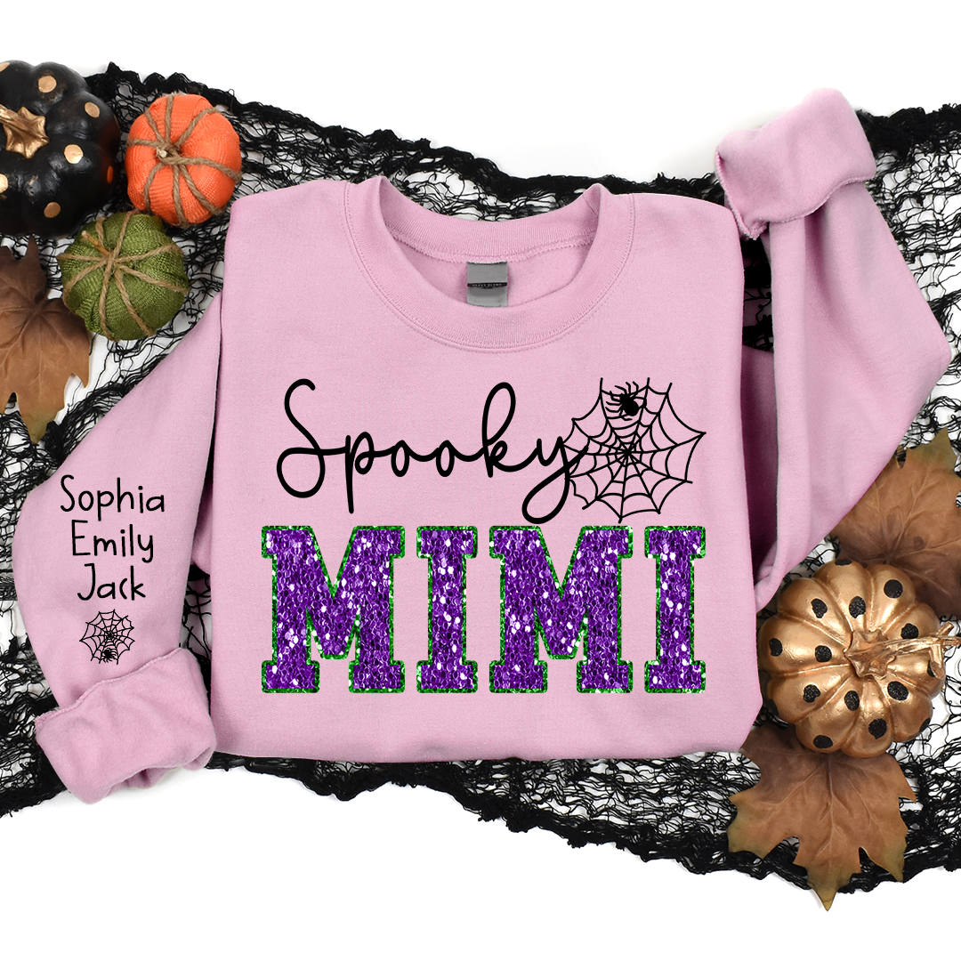 Lofaris Custom Spooky Mimi Halloween Giltter Sweatshirt
