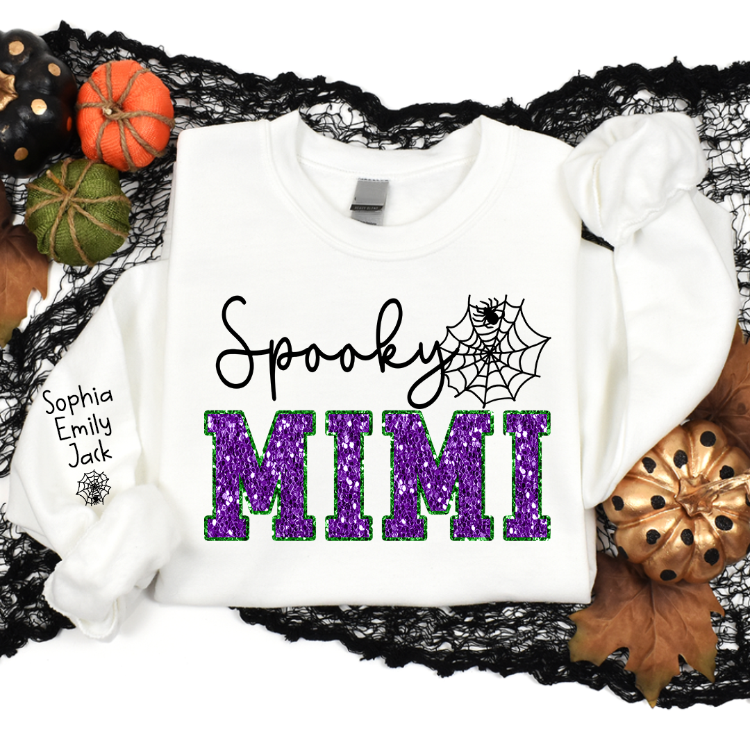 Lofaris Custom Spooky Mimi Halloween Giltter Sweatshirt
