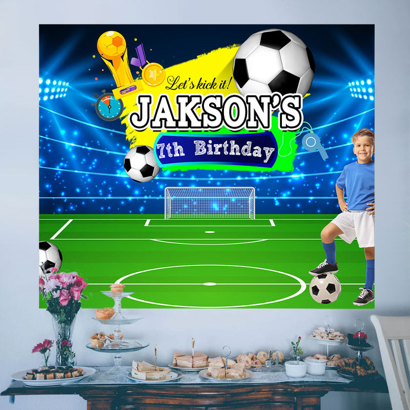 Lofaris Custom Sport Football Field 7th Birthday Backdrop